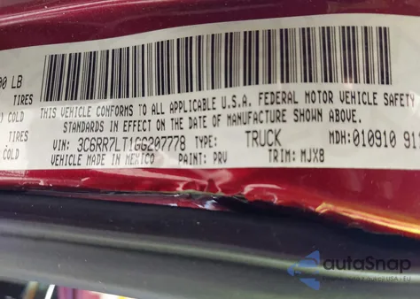 2016 Ram 1500 Big Horn from USA, damaged, VIN 3C6RR7LT1GG207778